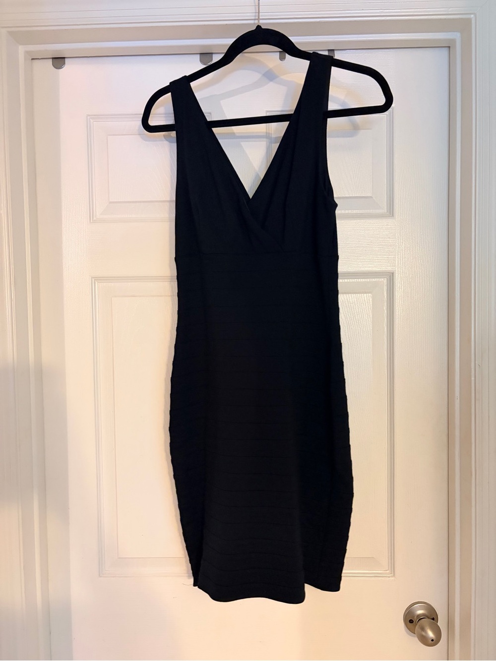 Express Black V-Neck Midi Dress
